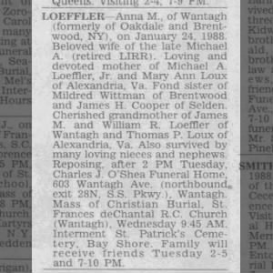 Anna M. (Cooper) Loeffler Obituary